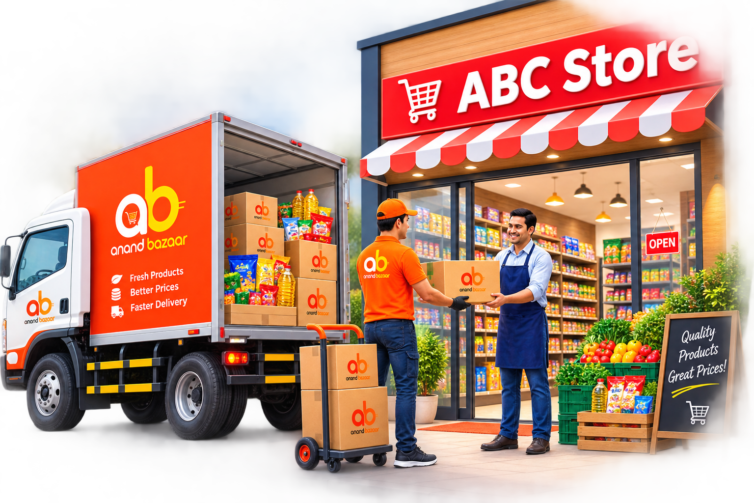 Anand Bazaar delivery partner supplying a local store